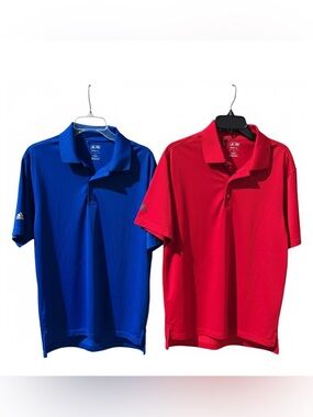 Adidas Climalite Polo Bundle Men’s M Blue Red Golf Athletic Shirts